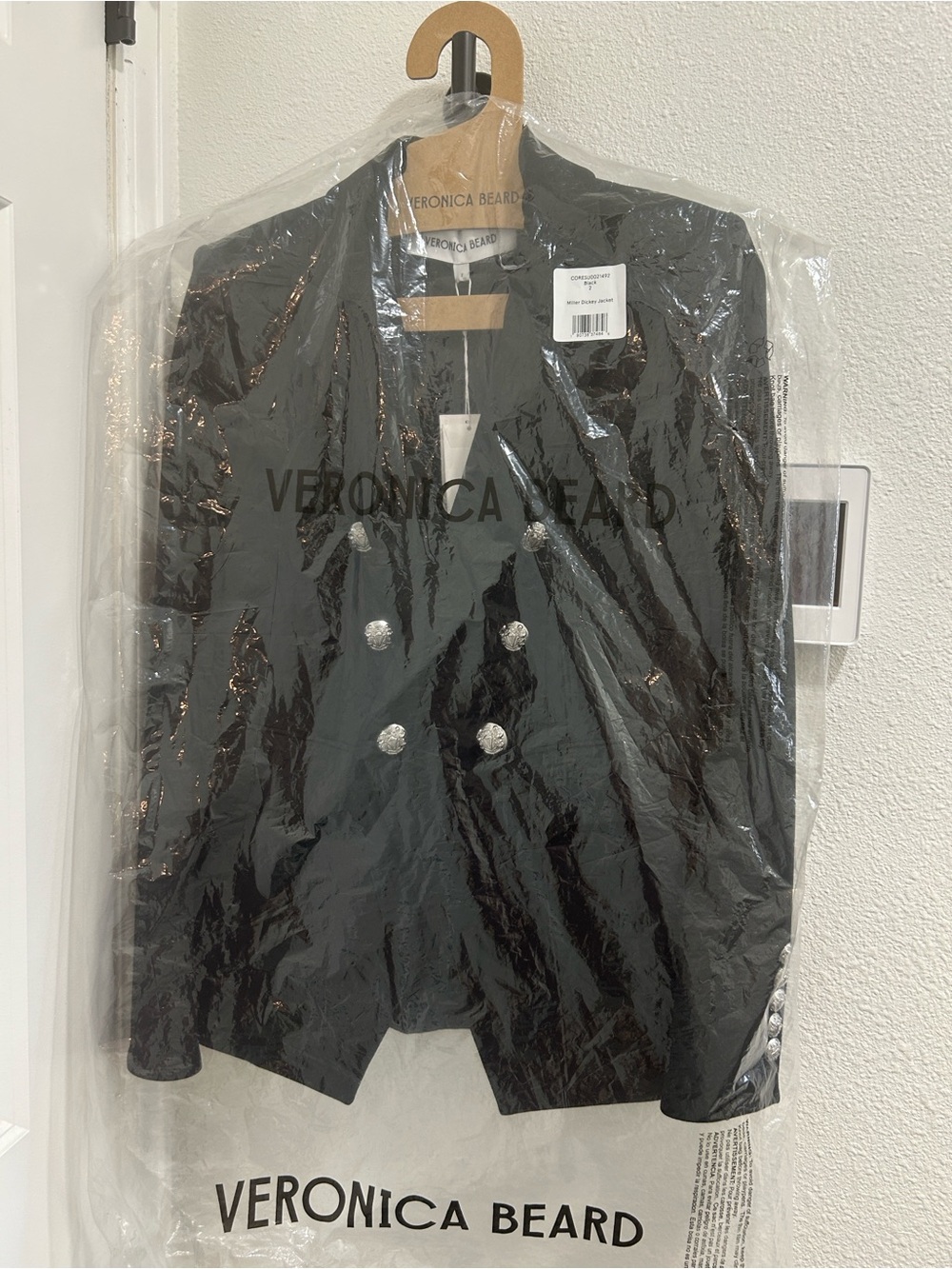 Veronica Beard Miller Dickey Jacket - black with silver buttons. Size 2 - Picture 5 of 6